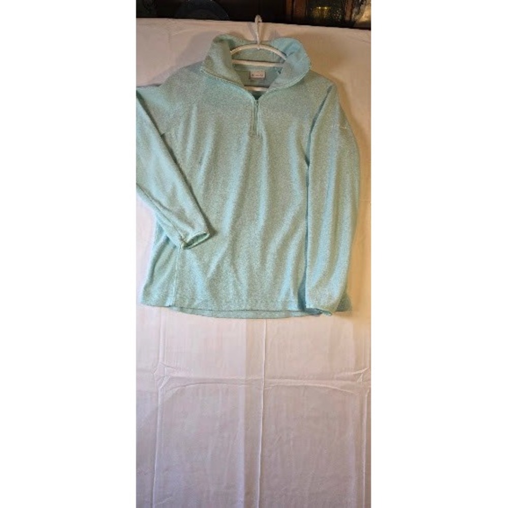 Columbia Womens XL Aqua Blue Fleece Quarter Zip Pullover Sweater Long Sleeve